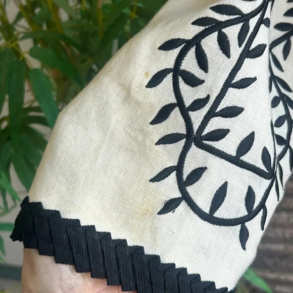 Linea by Louis Dell’Olio White Linen Black Embroidered Jacket Size XL - Picture 5 of 9